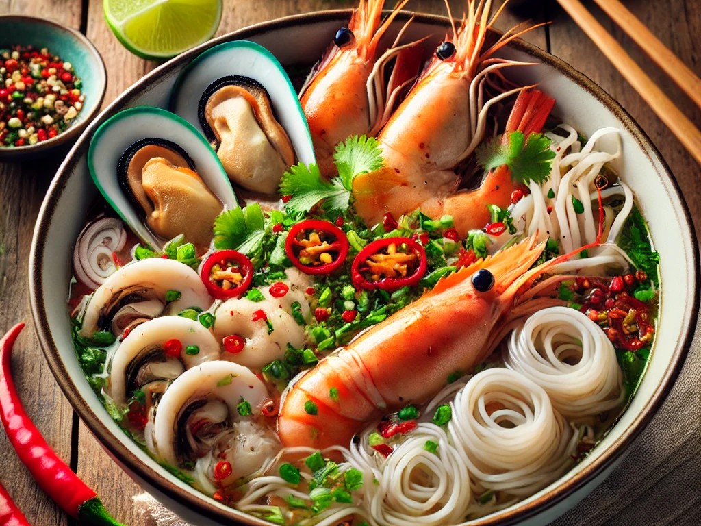 Seafood rice noodles